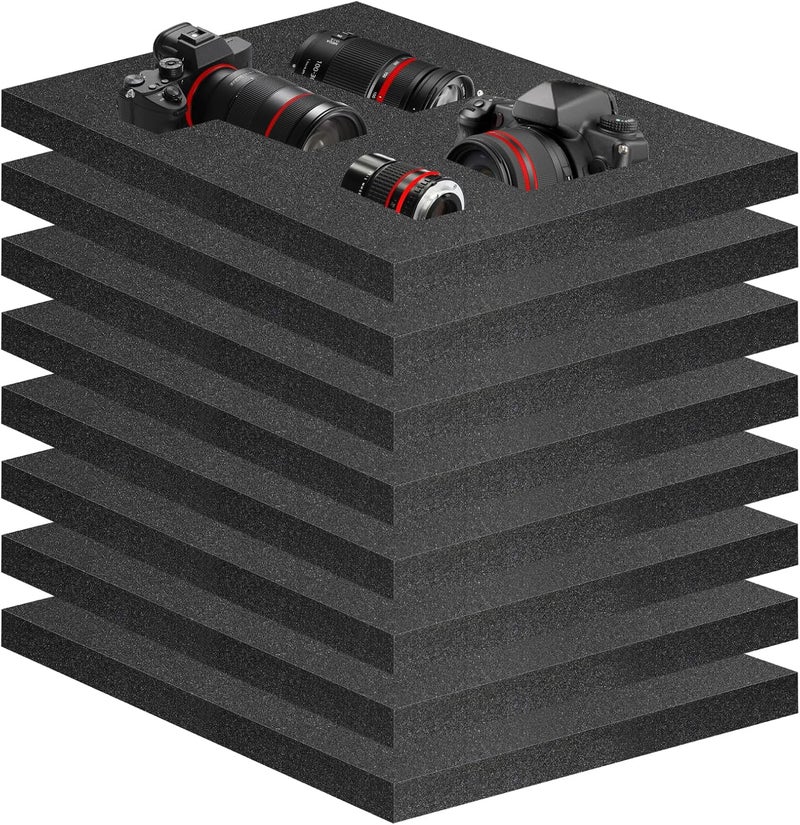 Eunice 8Pcs Polyurethane Foam Sheets - 16 x 12 x 1 Inch Cuttable Foam Inserts for Cases, Packing Foam Pads for Tool Box, Camera Storage and Crafts - Image 1